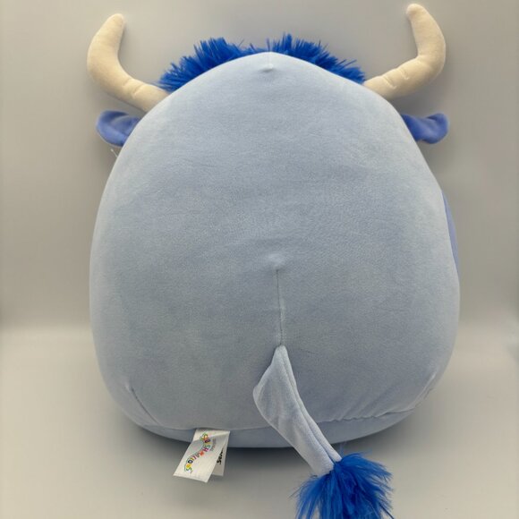 Squishmallows 12" Bermayeh Blue Bull Fuzzy White Belly Flower Stuffed Plush Toy - Picture 3 of 4